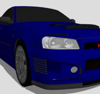 尼桑R34赛车SU模型下载_sketchup草图大师SKP模型