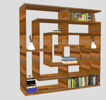 图书馆隔板式书柜SU模型下载_sketchup草图大师SKP模型