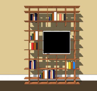 书柜娱乐中心SU模型下载_sketchup草图大师SKP模型