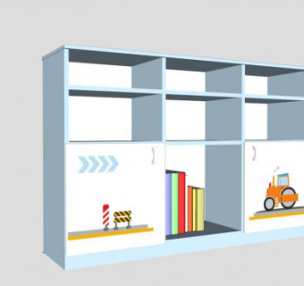 现代书柜及置物架SU模型下载_sketchup草图大师SKP模型