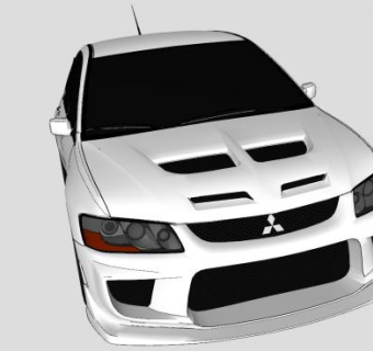 三菱EVO白色赛车SU模型下载_sketchup草图大师SKP模型