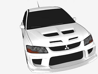 三菱EVO白色赛车SU模型下载_sketchup草图大师SKP模型