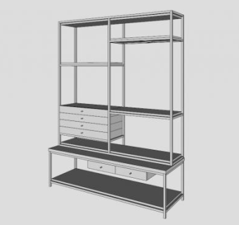 高书架实木书柜SU模型下载_sketchup草图大师SKP模型