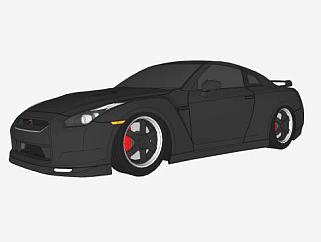 尼桑GTR黑色跑车SU模型下载_sketchup草图大师SKP模型
