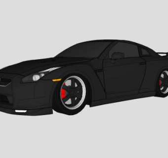 尼桑GTR黑色跑车SU模型下载_sketchup草图大师SKP模型