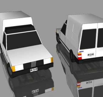 菲亚特小型箱型货车SU模型下载_sketchup草图大师SKP模型