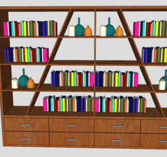 定制书柜文件书柜SU模型下载_sketchup草图大师SKP模型