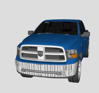蓝色道奇公羊皮卡SU模型下载_sketchup草图大师SKP模型