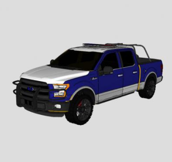 福特F150皮卡警车SU模型下载_sketchup草图大师SKP模型