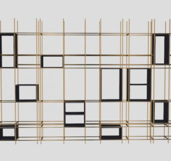 铜制书架书柜SU模型下载_sketchup草图大师SKP模型