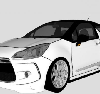 雪铁龙DS3白色汽车SU模型下载_sketchup草图大师SKP模型