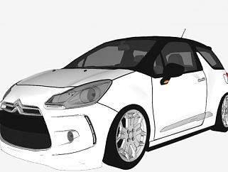 雪铁龙DS3白色汽车SU模型下载_sketchup草图大师SKP模型