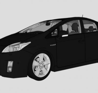 丰田普锐斯黑色汽车SU模型下载_sketchup草图大师SKP模型