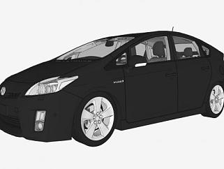 丰田普锐斯黑色汽车SU模型下载_sketchup草图大师SKP模型