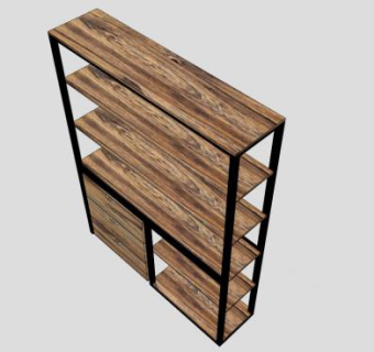 现代板式隔板书柜SU模型下载_sketchup草图大师SKP模型