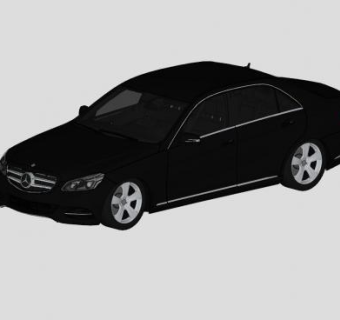 奔驰E级黑色轿车SU模型下载_sketchup草图大师SKP模型