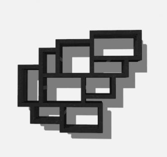 框架墙黑色书柜SU模型下载_sketchup草图大师SKP模型