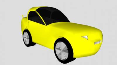 小型黄色跑车SU模型下载_sketchup草图大师SKP模型