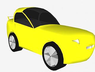小型黄色跑车SU模型下载_sketchup草图大师SKP模型
