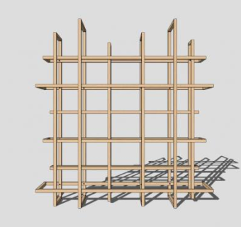 现代房间分隔架书架SU模型下载_sketchup草图大师SKP模型