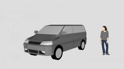 灰色面包车SU模型下载_sketchup草图大师SKP模型