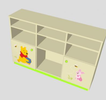 小熊维尼儿童书柜SU模型下载_sketchup草图大师SKP模型