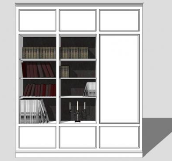 现代古典书柜SU模型下载_sketchup草图大师SKP模型