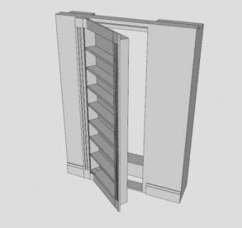 秘密白色书柜SU模型下载_sketchup草图大师SKP模型