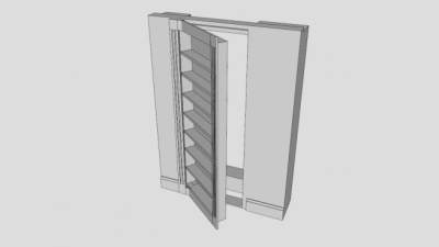 秘密白色书柜SU模型下载_sketchup草图大师SKP模型