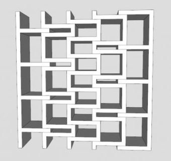 创意白色书柜SU模型下载_sketchup草图大师SKP模型