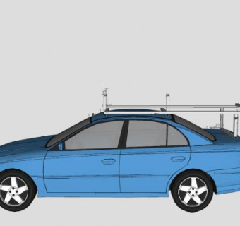 本田汽车和伸缩桅杆SU模型下载_sketchup草图大师SKP模型