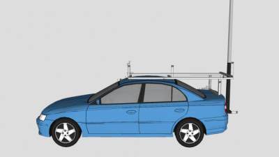本田汽车和伸缩桅杆SU模型下载_sketchup草图大师SKP模型