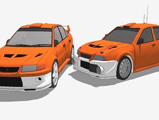 三菱蓝瑟橙色赛车SU模型下载_sketchup草图大师SKP模型