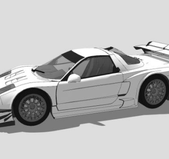 本田NSX白色赛车SU模型下载_sketchup草图大师SKP模型