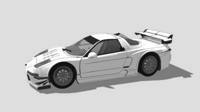 本田NSX白色赛车SU模型下载_sketchup草图大师SKP模型