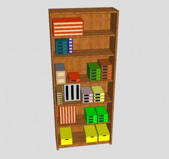 独立板式书架SU模型下载_sketchup草图大师SKP模型