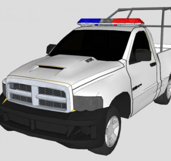 道奇公羊2004款巡逻警车SU模型下载_sketchup草图大师SKP模型