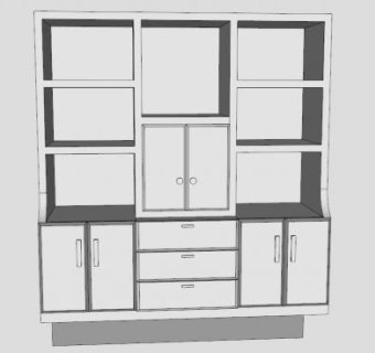 标准艺术风格书柜SU模型下载_sketchup草图大师SKP模型