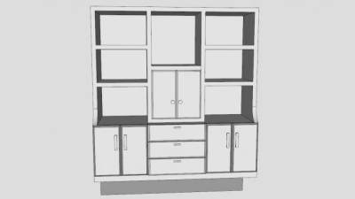 标准艺术风格书柜SU模型下载_sketchup草图大师SKP模型