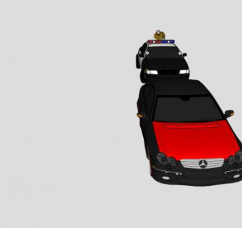 奔驰车和警车SU模型下载_sketchup草图大师SKP模型