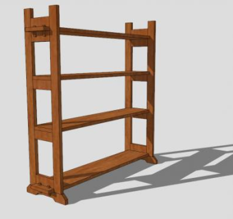 现代实木打翻书柜SU模型下载_sketchup草图大师SKP模型