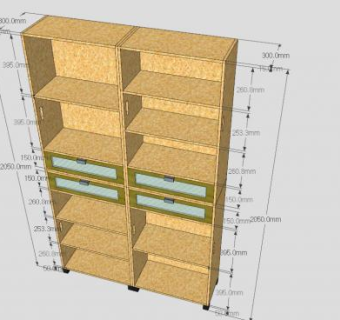 嵌入式实木书柜SU模型下载_sketchup草图大师SKP模型