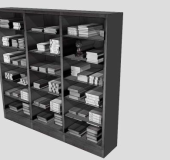 现代黑色隔板式书柜SU模型下载_sketchup草图大师SKP模型