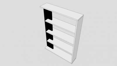 现代高光泽书柜SU模型下载_sketchup草图大师SKP模型