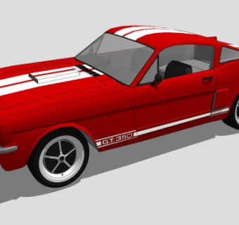 福特1966款谢尔比野马GT350汽车SU模型下载_sketchup草图大师SKP模型