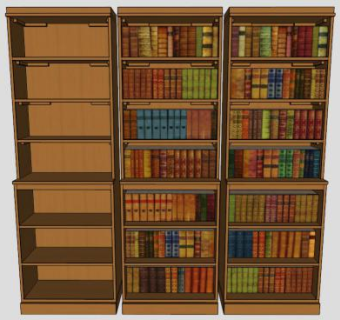 实木隔板式书柜SU模型下载_sketchup草图大师SKP模型