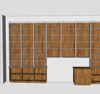 书香钢木结合式书架SU模型下载_sketchup草图大师SKP模型