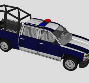 雪佛兰索罗德皮卡警车SU模型下载_sketchup草图大师SKP模型