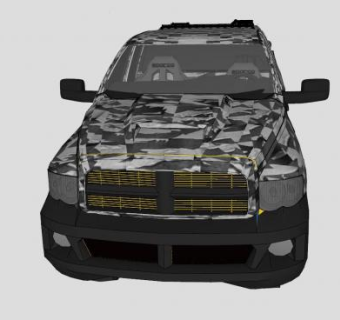 道奇公羊2003款迷彩皮卡SU模型下载_sketchup草图大师SKP模型