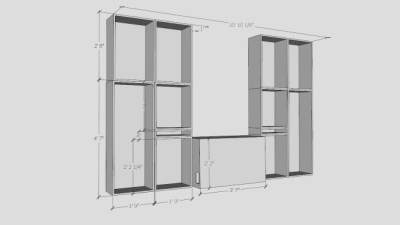 艾略特家庭屋白色书柜SU模型下载_sketchup草图大师SKP模型